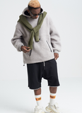 SHOTE SINN HE ON THE EDGE VELVET HOODED SWEATER WITH KANGAROO POCKET - boopdo