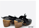 ARTMU BLOCK HEELED SLING BACK SHOES WITH WRAP DETAIL - boopdo