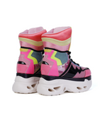 FOXY CHIC MARTIN MAXCO CHUNKY PLATFORM LEATHER SNEAKER BOOTS IN PINK - boopdo