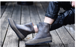 ARTMU ZIP BACK FLAT ANKLE LEATHER SOCK BOOTS - boopdo