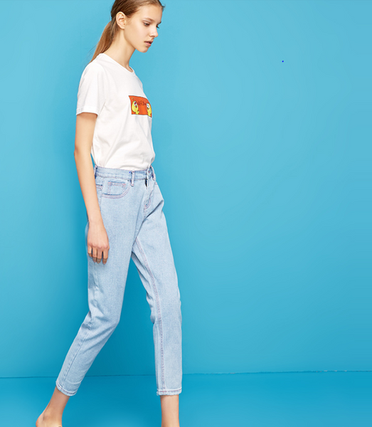 TOYOUTH HIGH WAIST DAILY MOM JEANS IN WASH BLUE - boopdo