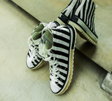 NADMIL DESIGN FLATFORM TRAINERS IN BLACK AND WHITE STRIPE - boopdo