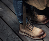 MOZZA ROCKINE MARTIN BRITISH STYLE MID LEATHER BOOTS - boopdo