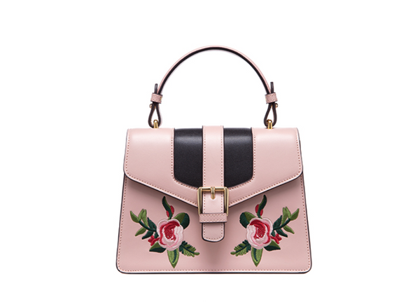 LAFESTIN BUCKLE SHOULDER BAG WITH FLORAL PATCHING 618993 - boopdo