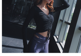 RUNKA DESIGN TIE FRONT LONG SLEEVE CROP TOP - boopdo