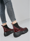 ROXAPE CHUNKY PLATFORM LEATHER ANKLE BOOTS - boopdo