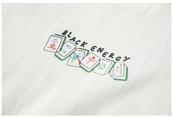 BLACK ENERGY MAHJONG IS MY THERAPY JAPANESE STYLE CREW NECK T SHIRTS