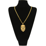 VENDETTA CLOWN MASK STAINLESS STEEL CHAIN NECKLACE IN GOLD - boopdo