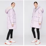 TOYOUTH LAVENDER DOWN FILLED COAT WITH FAUX FUR HOODIE 8840912012 - boopdo