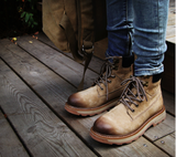 MOZZA ROCKINE MARTIN BRITISH STYLE MID LEATHER BOOTS - boopdo