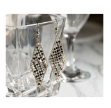 UZL DESIGN PULL THROUGH EARRINGS WITH RHINESTONE SQUARE DROP - boopdo