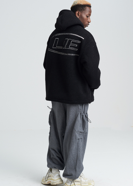 SHOTE SINN HE ON THE EDGE VELVET HOODED SWEATER WITH KANGAROO POCKET - boopdo