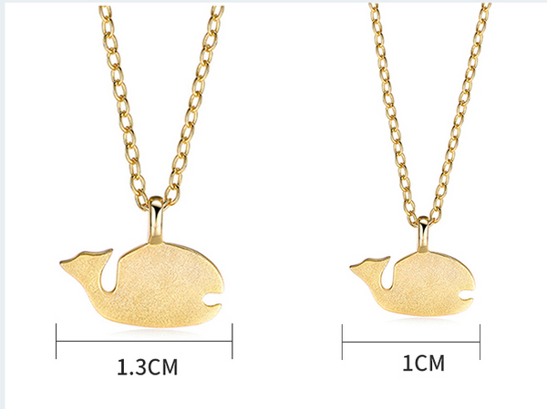 JELLY GIRL 18K GOLD WHALE PENDANT MOM AND ME 2 PACK NECKLACE - boopdo
