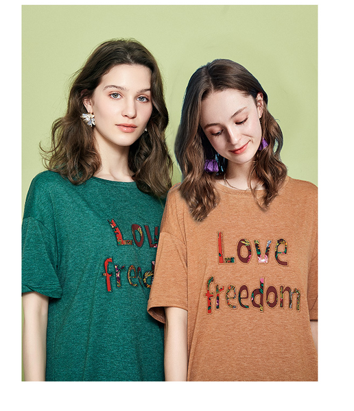 ARTKA LOVE FREEDOM PRINT T SHIRT DRESS - boopdo