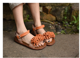 ARTMU WIDE FIT EMBELLISHED FLAT SANDALS IN LEATHER - boopdo