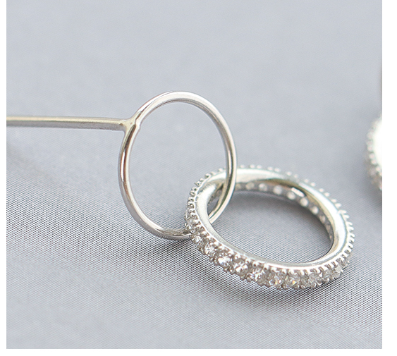 SILVER OF LIFE 925 TUBE HOOP SILVER EARRINGS WITH CRYSTAL DETAIL - boopdo