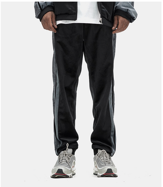 VORTEX BONSEYA BTW CASHEW FLOWER STRIPED VELVET TRACKPANTS - boopdo