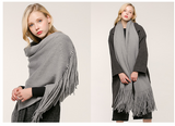 FRINGE EDGE DESIGN CASHMERE THICK KNIT SCARF SHAWL - boopdo