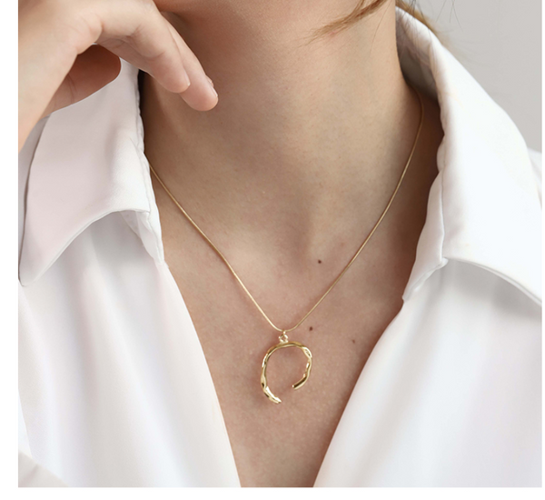 UZL DESIGN OPEN HOOP PENDANT NECKLACE IN GOLD PLATED - boopdo
