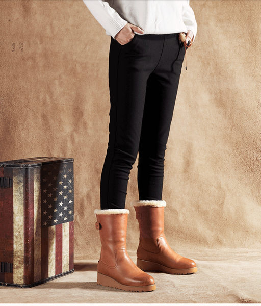 FABRINEO CHESTNUT LEATHER BOOTS WITH BACK ZIP DETAIL - boopdo