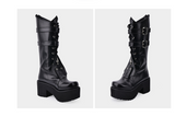 JENNA TIFFANY GOTHIC COSBY PUNK STYLE HANDMADE CHUNKY PLATFORM BOOTS - boopdo