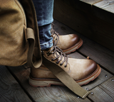 MOZZA ROCKINE MARTIN BRITISH STYLE MID LEATHER BOOTS - boopdo