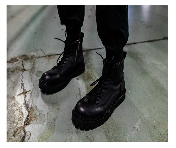 NADMIL DESIGN NUBUCK LEATHER BOOTS IN BLACK - boopdo