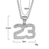 AZEEPA ZONIYA STAINLESS STEEL DIAMOND NUMBER 23 JERSEY NECKLACE IN SILVER - boopdo