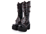 JENNA TIFFANY GOTHIC COSBY PUNK STYLE HANDMADE CHUNKY PLATFORM BOOTS - boopdo