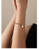 UZL DESIGN CHAIN BRACELET WITH COIN CHARM IN GOLD PLATED - boopdo