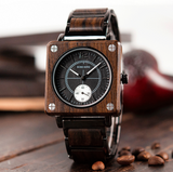 BOBO BIRD BAMBOO WOODEN SQUARE TABLE 3 BAR STAINLESS STEEL WATCH - boopdo