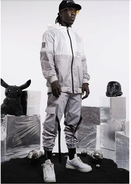 AVENTON KILLWINNER URBAN CLOTHING WATERPROOF HOODED WINDBREAKER IN WHITE - boopdo