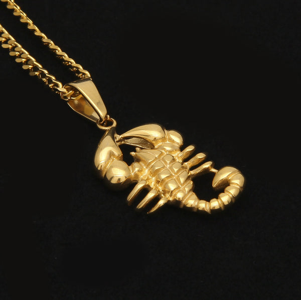 ZONIYA PUNK STAINLESS STEEL SCORPION FIGURE NECKLACE IN GOLD - boopdo