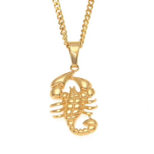 ZONIYA PUNK STAINLESS STEEL SCORPION FIGURE NECKLACE IN GOLD - boopdo