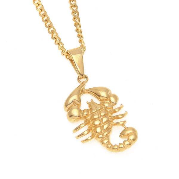 ZONIYA PUNK STAINLESS STEEL SCORPION FIGURE NECKLACE IN GOLD - boopdo