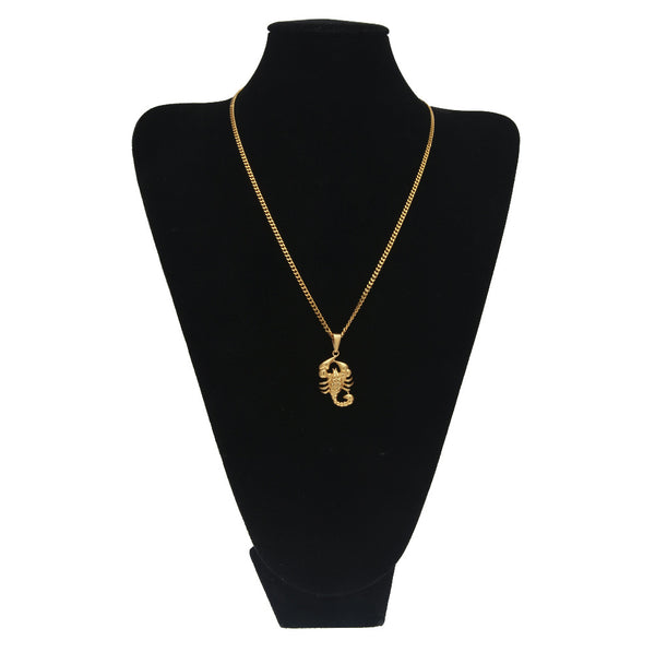 ZONIYA PUNK STAINLESS STEEL SCORPION FIGURE NECKLACE IN GOLD - boopdo