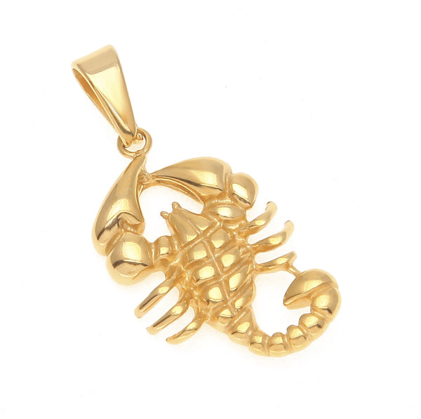 ZONIYA PUNK STAINLESS STEEL SCORPION FIGURE NECKLACE IN GOLD - boopdo
