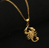 ZONIYA PUNK STAINLESS STEEL SCORPION FIGURE NECKLACE IN GOLD - boopdo