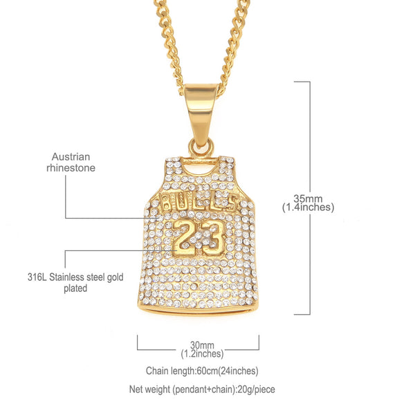 TREVOR MUZA BULLS NUMBER 23 DIAMOND JERSEY DESIGN BASKETBALL NECKLACE - boopdo