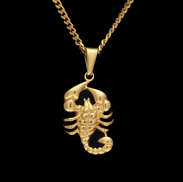 ZONIYA PUNK STAINLESS STEEL SCORPION FIGURE NECKLACE IN GOLD - boopdo