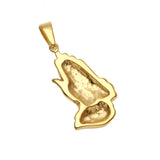 DUJO PRAYING HANDS FIGURE STAINLESS STEEL NECKLACE IN GOLD - boopdo