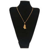 DUJO PRAYING HANDS FIGURE STAINLESS STEEL NECKLACE IN GOLD - boopdo