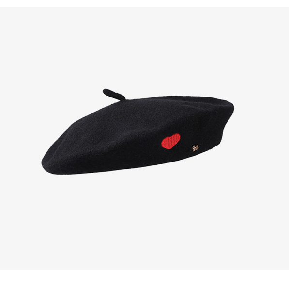 SHES HEART EMBELLISHED WOOL BERET SFH9219163 RED GREY BLACK - boopdo