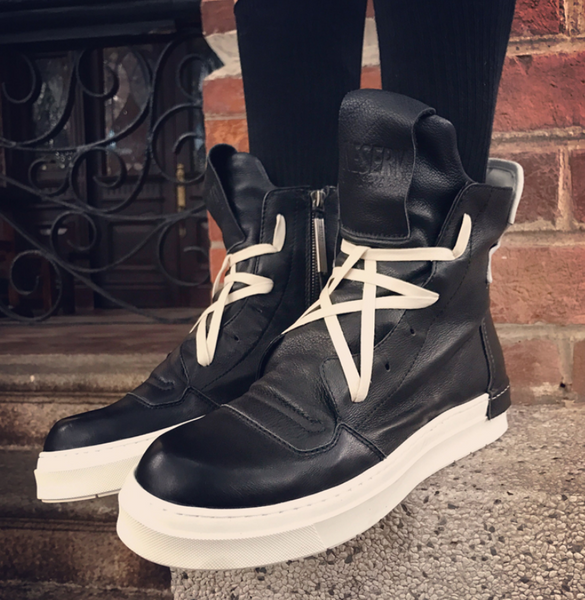 NESERV SNEAKERS LACE UP COLOR BLOCK HIGH TOP BOOTIES - boopdo