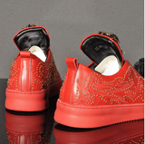 SUDEA TROPMY HANDMADE POP STAR STYLE CASUAL LEATHER SHOES IN RED - boopdo