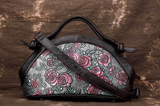 ENVIYO BOOPDO RETRO DESIGN HAND BRUSHED ROSE EMBOSSED LEATHER SLUNG HANDBAGS - boopdo