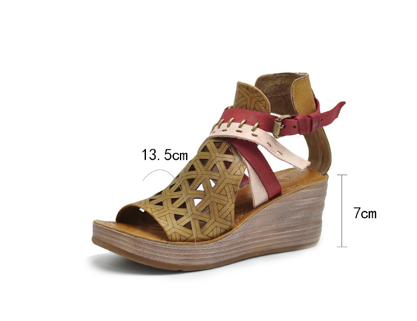 ARTMU WEDGE SANDALS WITH BUCKLE DESIGN - boopdo