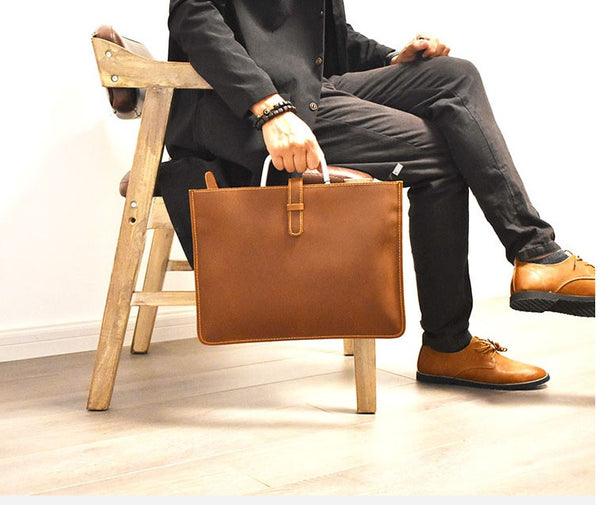 MIRANDA PORFANO BRITISH DESIGN HANDMADE LEATHER BRIEFCASE - boopdo