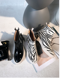 DUREO PORTE MARTIN BACK ZIP BOOTIES IN ZEBRA - boopdo