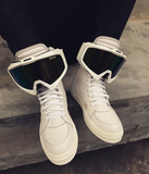 NESERV JULIUS HYPE BEAST NESSER LEATHER SNEAKER BOOTS WITH SKI GLASSES - boopdo